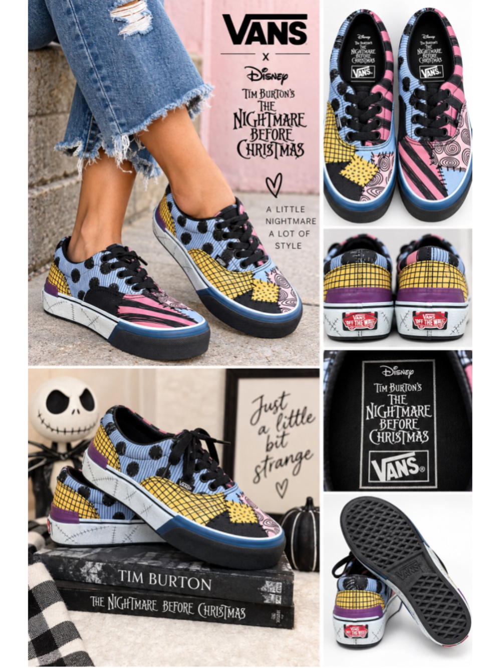 Vans x Disney Nightmare Before Christmas Patchwork Sneakers Women 6.5 Men 5